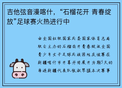 吉他弦音漫喀什，“石榴花开 青春绽放”足球赛火热进行中